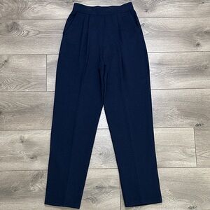 St. John Basics Santana High Rise Pleated Trousers Navy Blue Pants Size 2